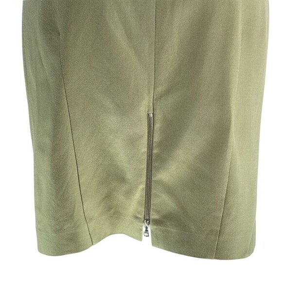 Gold Satin Midi Skirt With Back Zipper & Slit by Lida Baday - Picture 5 of 13